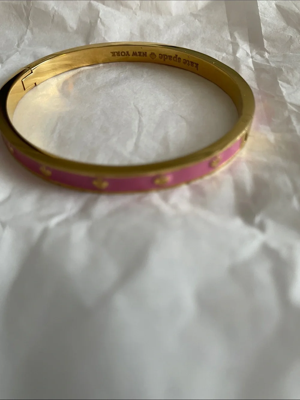 Kate Spade Pink Gold Spades & Trimming With Clasp EUC - Picture 2 of 6